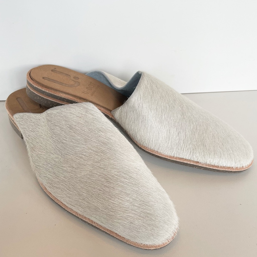 NEW U Dot Asymmetrical Pony Hair Mules